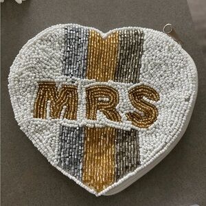 Heart-Shaped Beaded 'MRS' Small Coin Purse